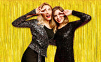 3 Pack Gold Foil Fringe Curtain Backdrop, 3.28Ft X 8.2Ft Metallic Tinsel Foil Fringe Streamer Curtains For Photo Booth, Valentin