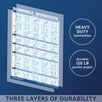 Quickfit Set Of 3 Dumbbell Training Boards + Kettlebell Exercises + Body Weight Routine Poster, Laminated, 18'' X 27''