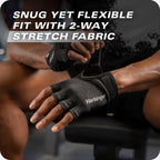 Power Gloves 3.0 - Durable Half Finger Weightlifting Gloves with Adjustable Wrist Closure, Breathable Leather Palm, Mens, Green