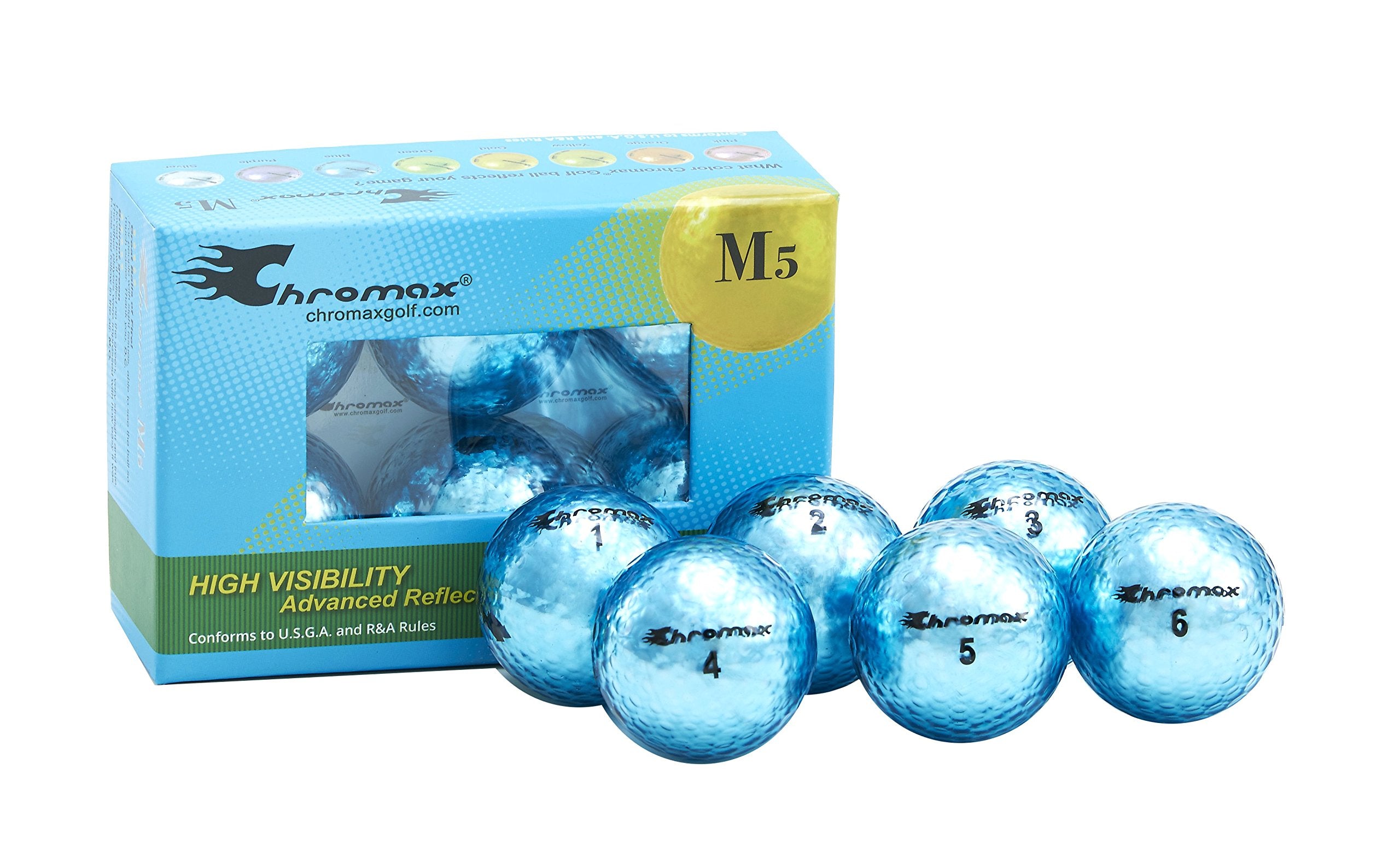 Chromax Metallic M5 Colored Golf Balls (Pack Of 6), Blue