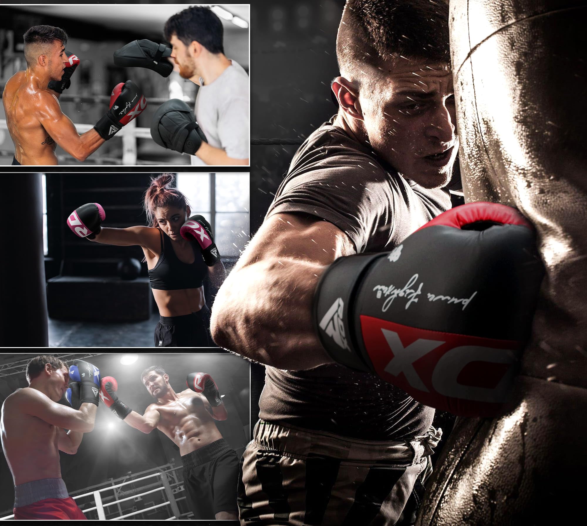 Rdx Boxing Gloves Maya Hide Leather, Muay Thai Kickboxing Mma Sparring Training, Advanced Takka Closure, Padding, Punch Bags Spe