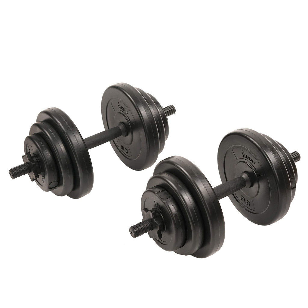Sunny Health & Fitness Exercise Vinyl 40 Lb Dumbbell Set Hand Weights For Strength Training, Weight Loss, Workout Bench, Gym Equ