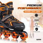 2Pm Sports Torinx Boys Adjustable Inline Skates, Fun Beginner Roller Skates For Kids, Youth, Girls, Men And Women - Orange Large