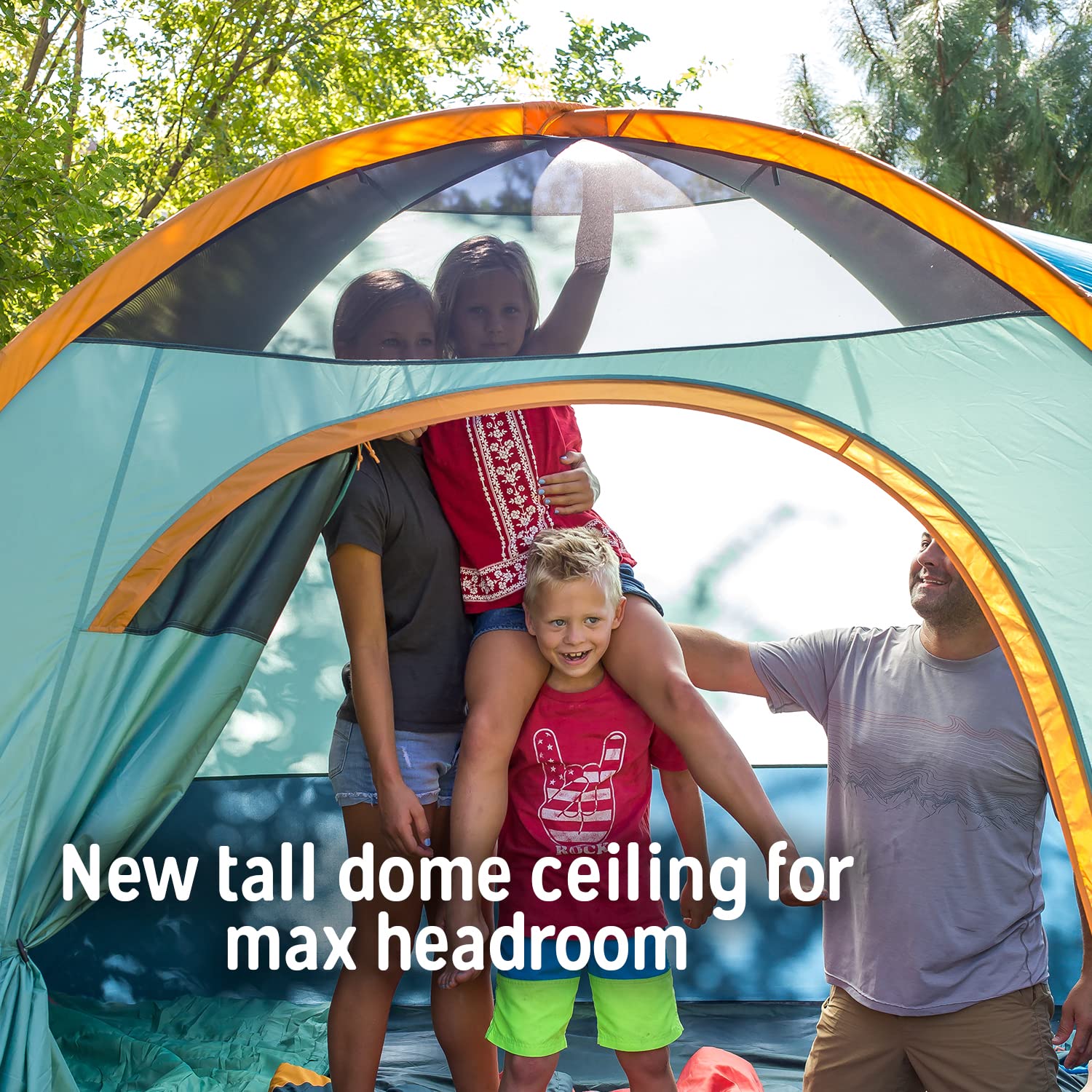 Kelty Tallboy Family + Car Camping Tent, 4 Or 6 Person Freestanding Overnight Shelter, Large Capacity, Tall Height, Stuff Sack I
