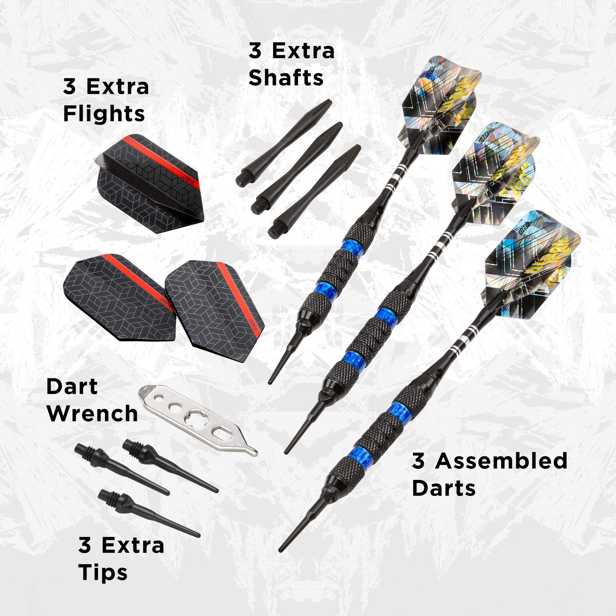 Viper Black Ice Soft Tip Darts With Red Rings, 16 Grams