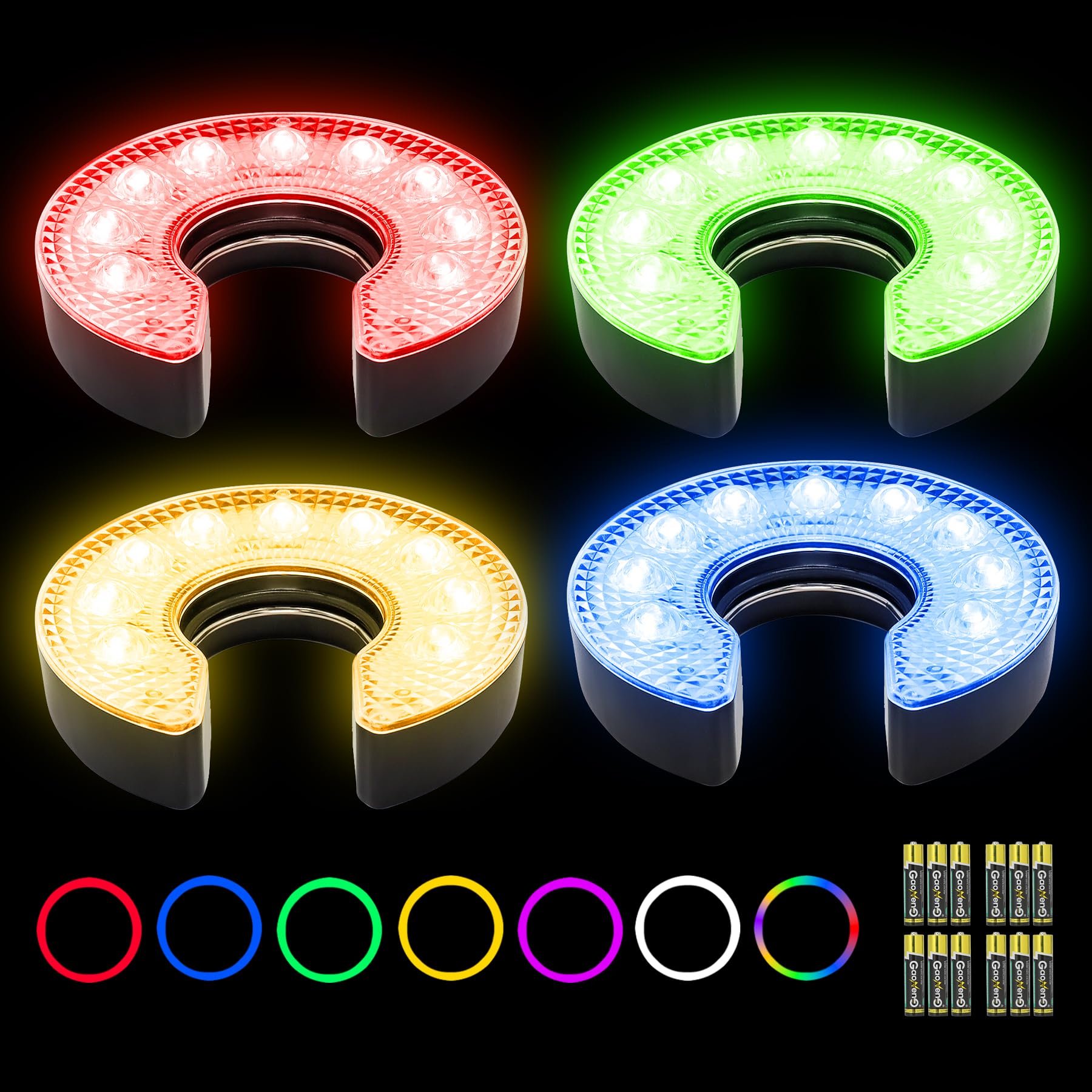 Kingtop Led Golf Hole Lights With Lens, Rgb Light Up Night Golf, Putting Green Cup Lights, Glowing In The Dark Lights For Golf H