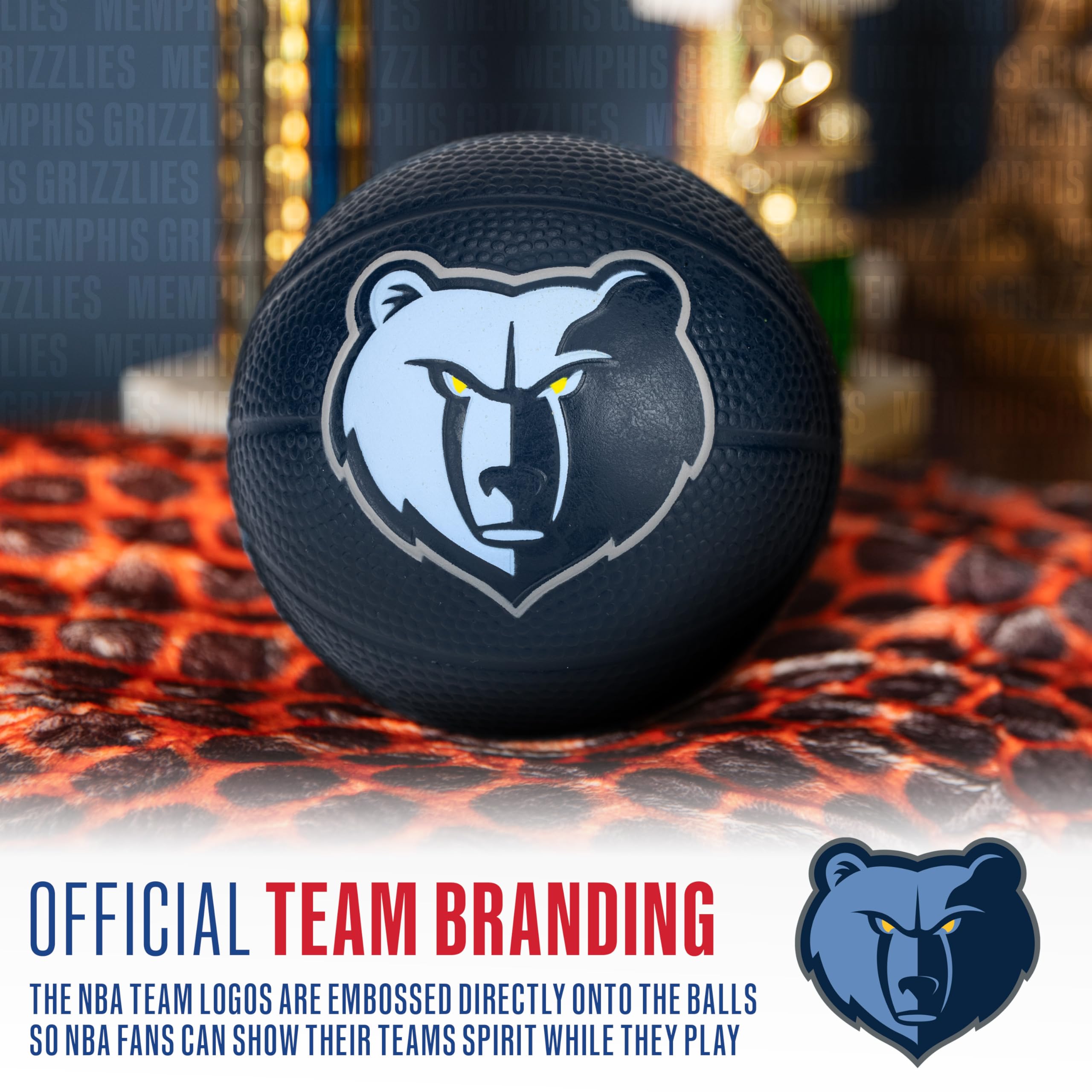 Franklin Sports Nba Memphis Grizzlies Mini Foam Basketball - 5.5'' Kids Toy Basketball For Over The Door Hoop