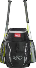 Rawlings | R400 Backpack Equipment Bag | Black (16 H x 12 L x 7.5 D )