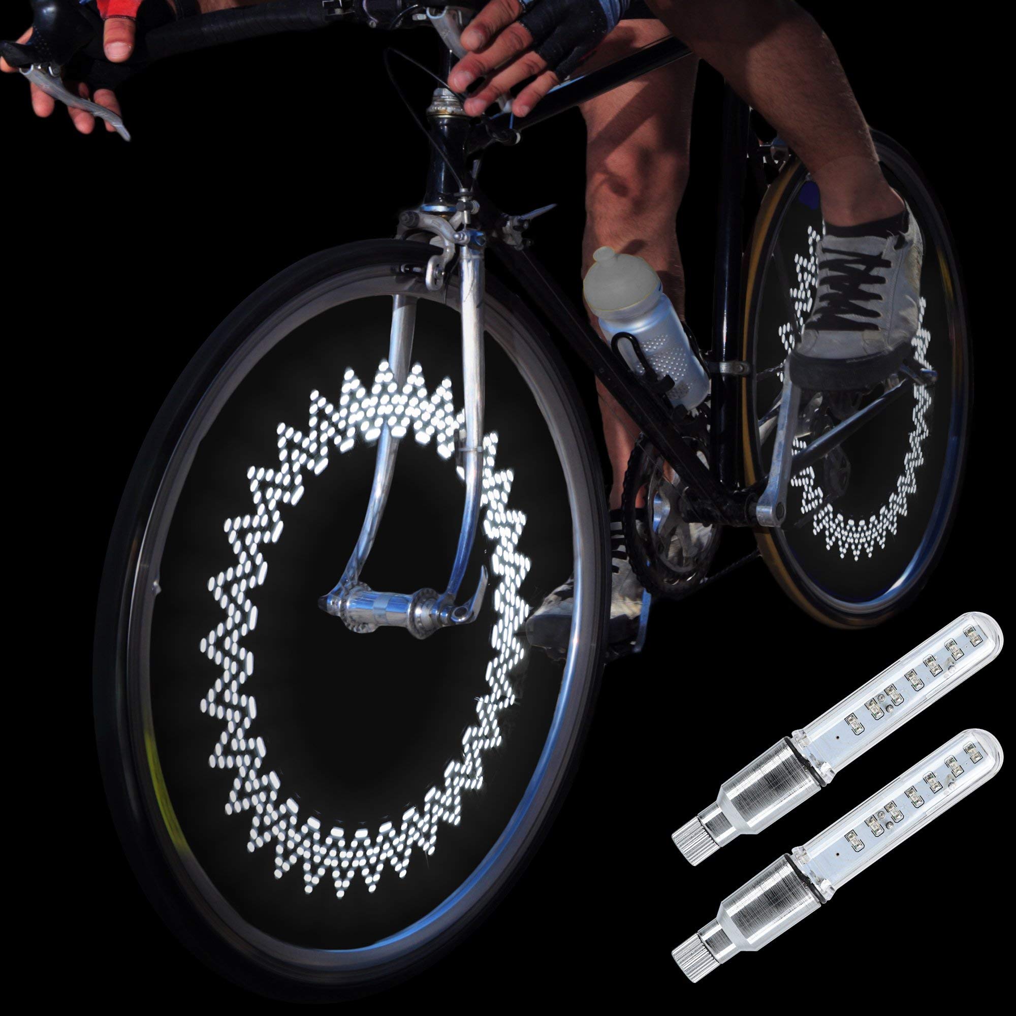 DAWAY A08 Bike Wheel Lights - Led Bicycle Tire Valve Stem Light, 2 Pack, Waterproof Neon Flashing Bycicle Lamp, Cool Safety Acce