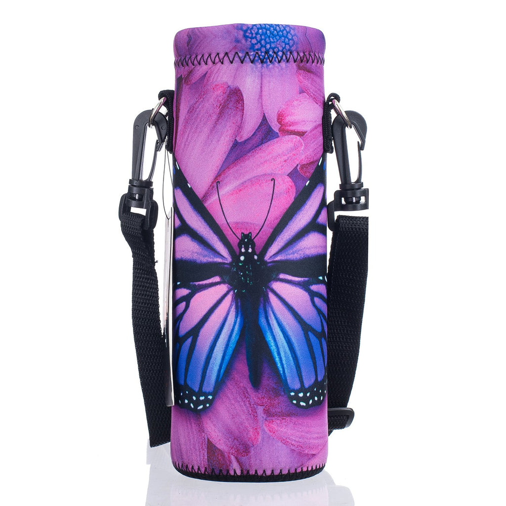 Aupet Water Bottle Carrier,Insulated Neoprene Water Bottle Holder Bag Case Pouch Cover 1.2L/40Oz, Adjustable Shoulder Strap, Gre