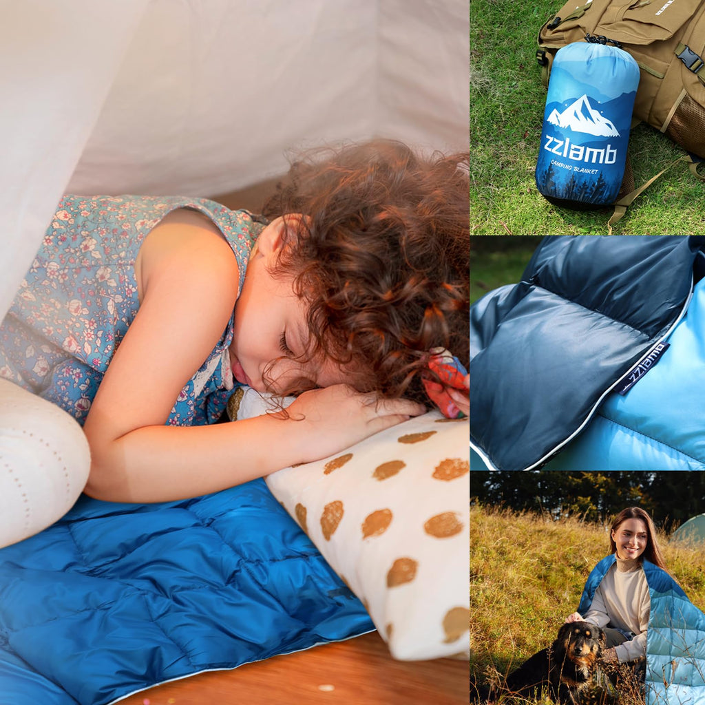 Zzlamb Down Camping Blanket,Outdoor Travel Camp Quilt,Warm & Lightweight Camping Essential Packable For Sleeping,Backpacking,Pic
