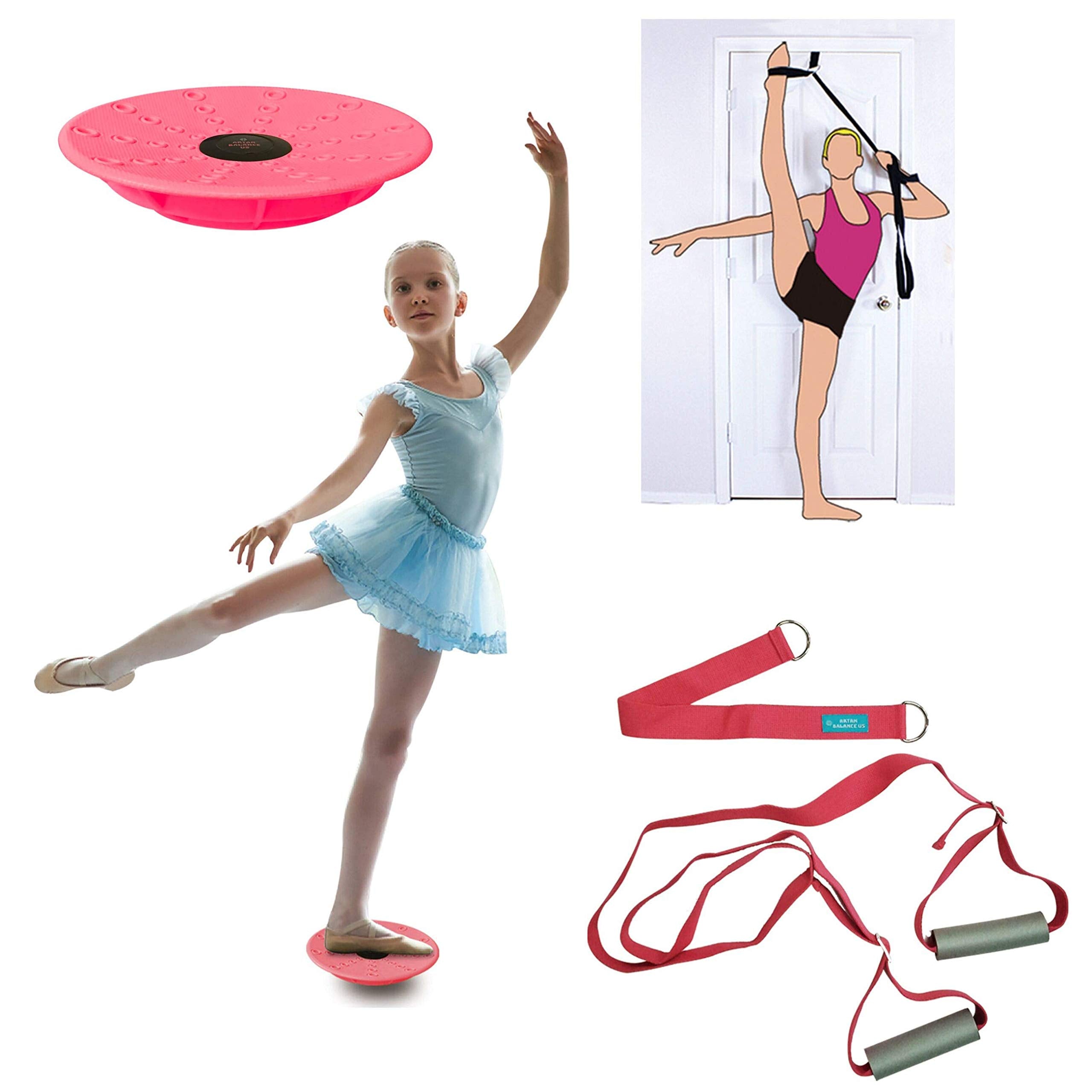 Leg Stretching Strap And Ballet Balance Board, 2 Pc. Set, Stretching, Disc Core Trainer And Flexibility Equipment For Dance, Gym