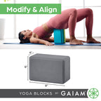 Gaiam Yoga Block - Supportive Latex-Free Eva Foam Soft Non-Slip Surface For Yoga, Pilates, Meditation (Black), 1 Ea