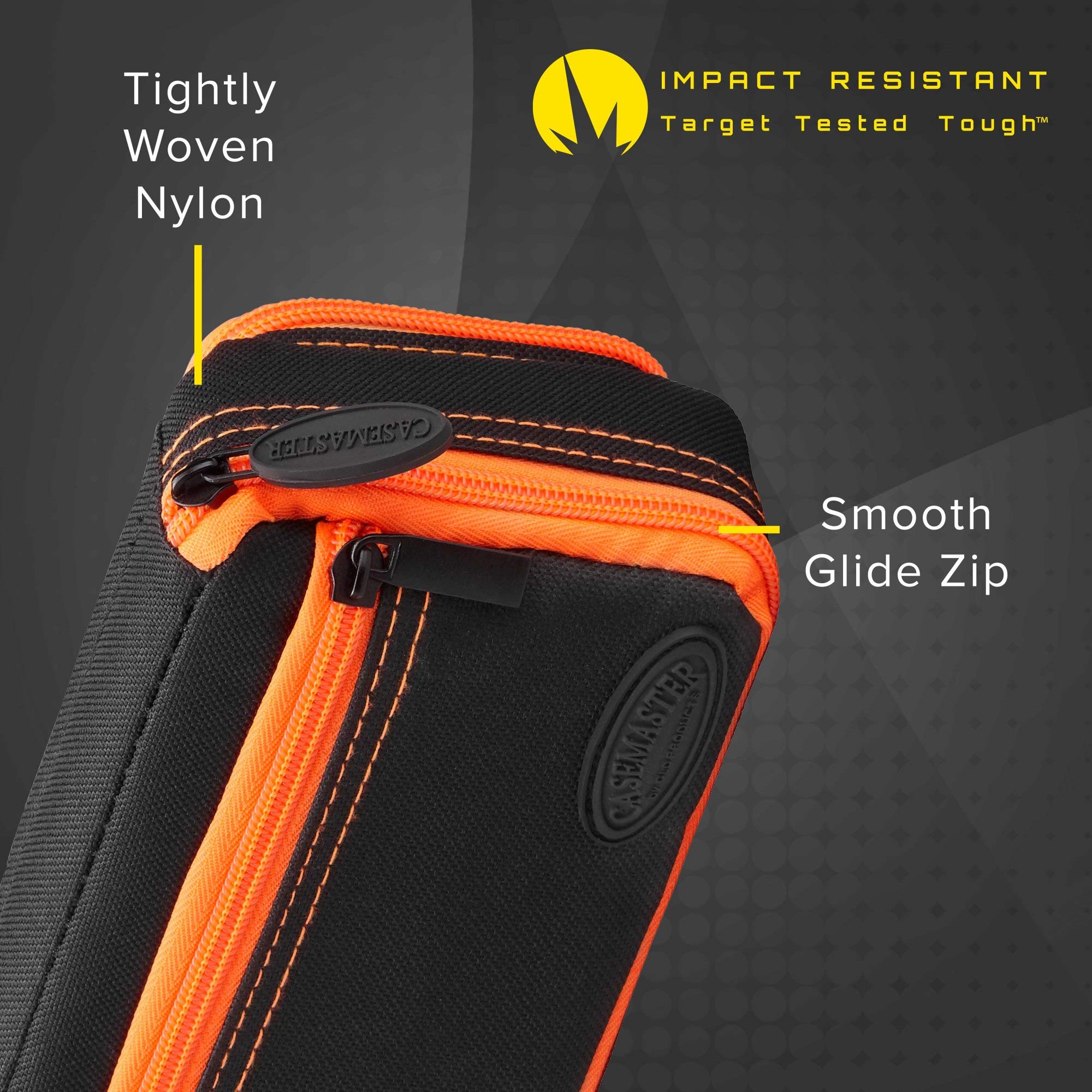 Casemaster Plazma Plus Black With Orange Trim Dart Case And Phone Pocket