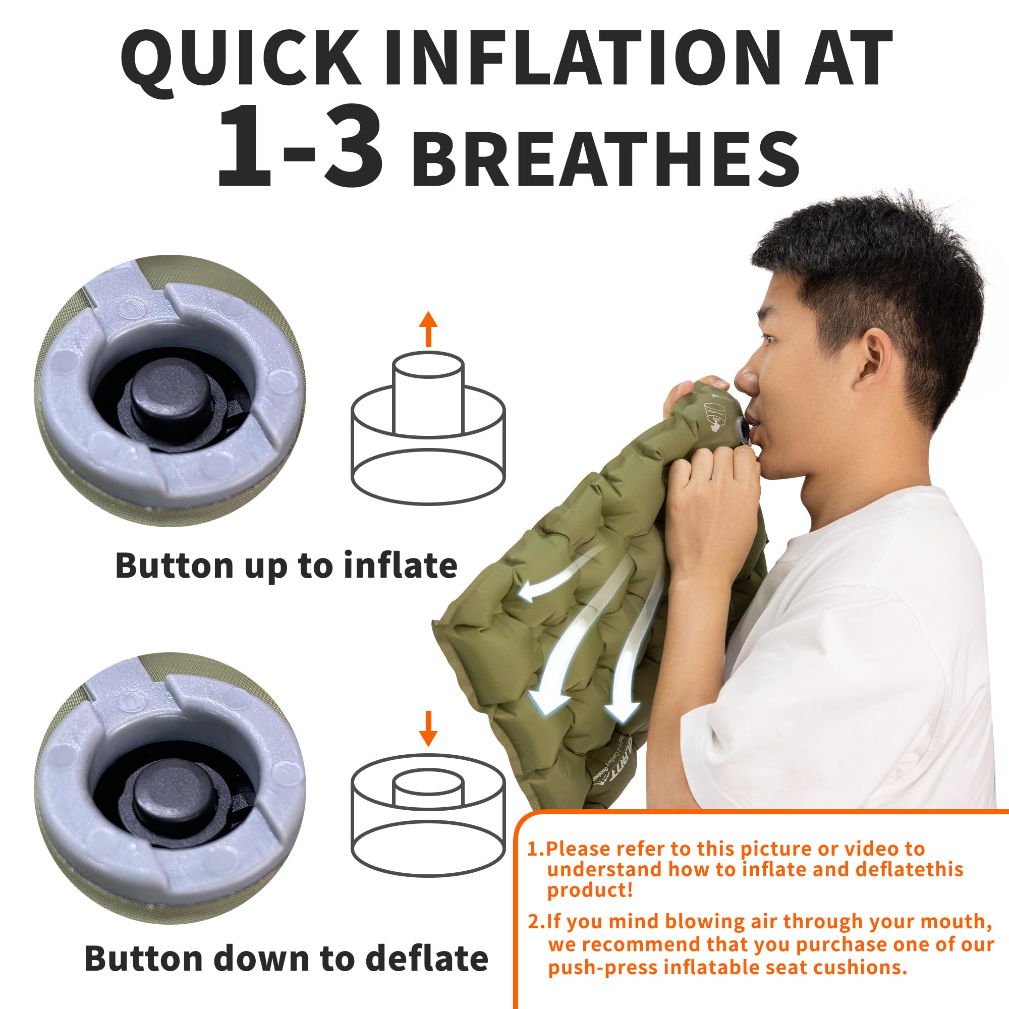 Eulant Lightweight Inflatable Seat Cushion Waterproof Air Cushion,Portable Travel Cushions Suitable For Camping Hiking Climbing