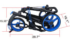 Qwik-Fold 3 Wheel Push Pull Golf Cart - Foot Brake - One Second To Open & Close! (Black/Blue)