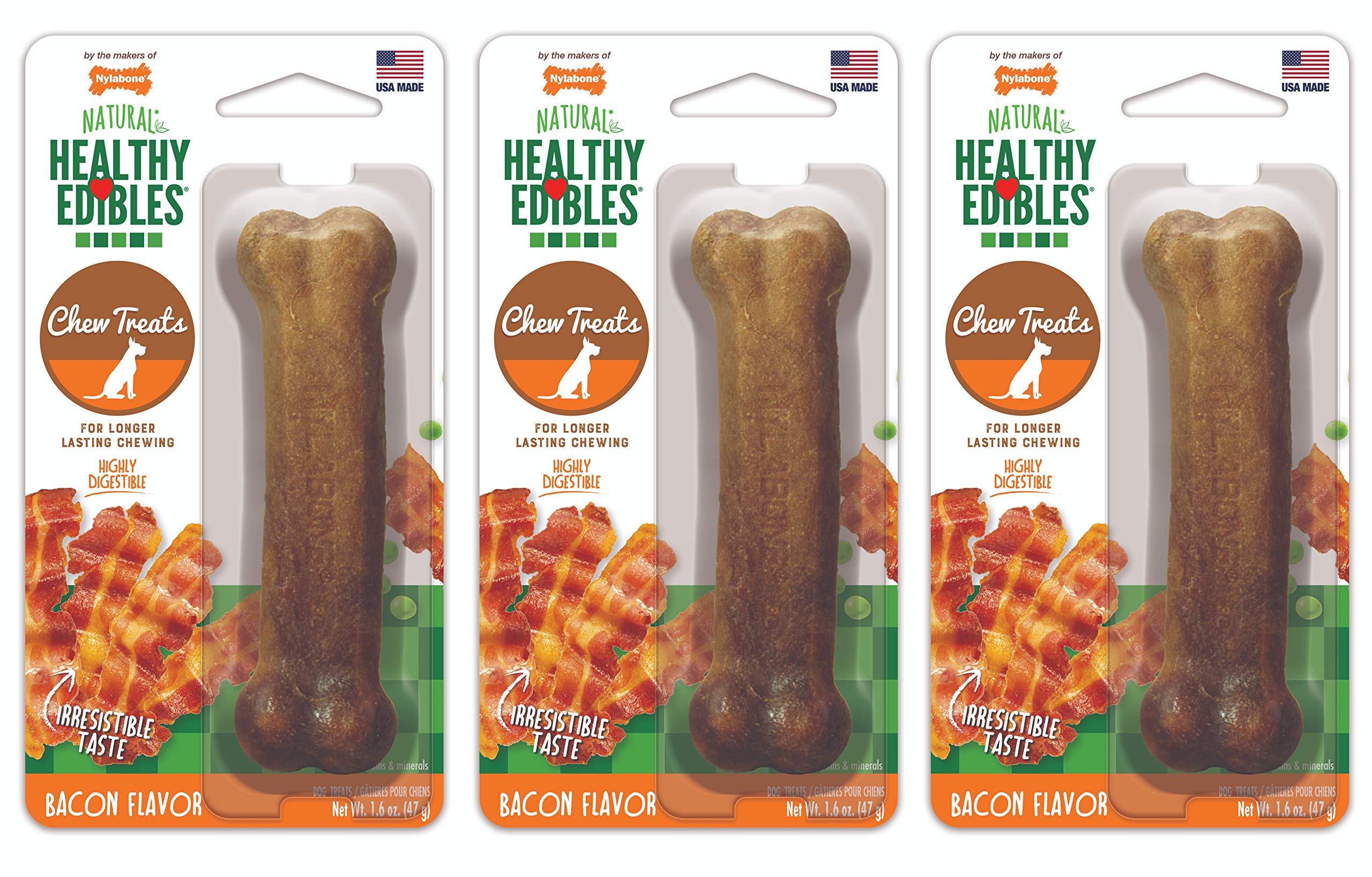 Nylabone Healthy Edibles Longer Lasting Bacon Regular (3 pack)