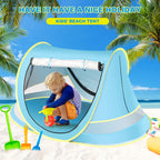 Baby Beach Tent With Baby Hat, Pop Up Toddler Travel Tent With Sun Hat For Boys Or Girls, Sun Shade For Toddler Camping, Infant