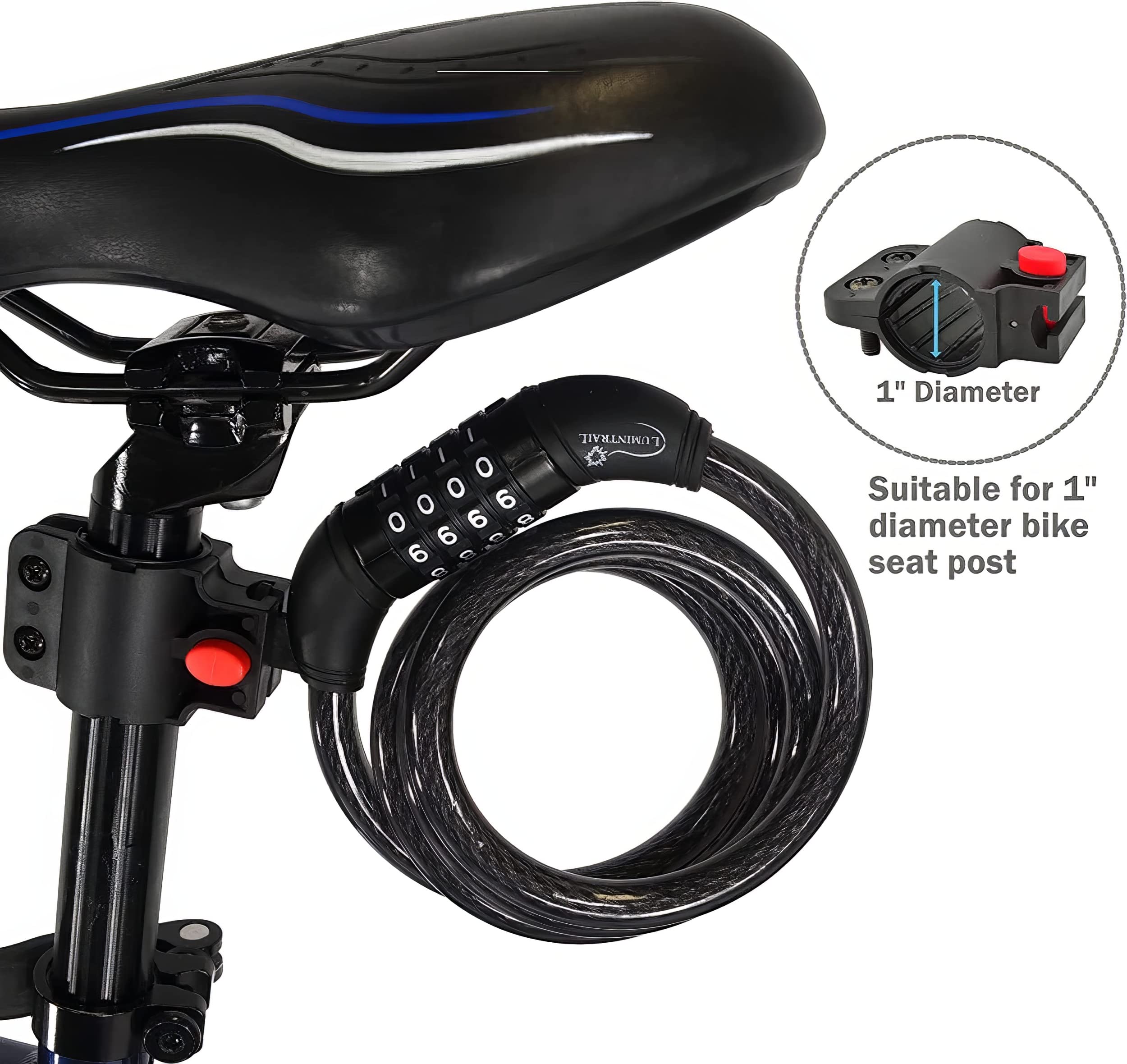 Lumintrail Combination Bike And Scooter Lock Cable - 4Ft Bike Locks Heavy Duty Anti Theft With Combinations - Bike Cable Lock Co