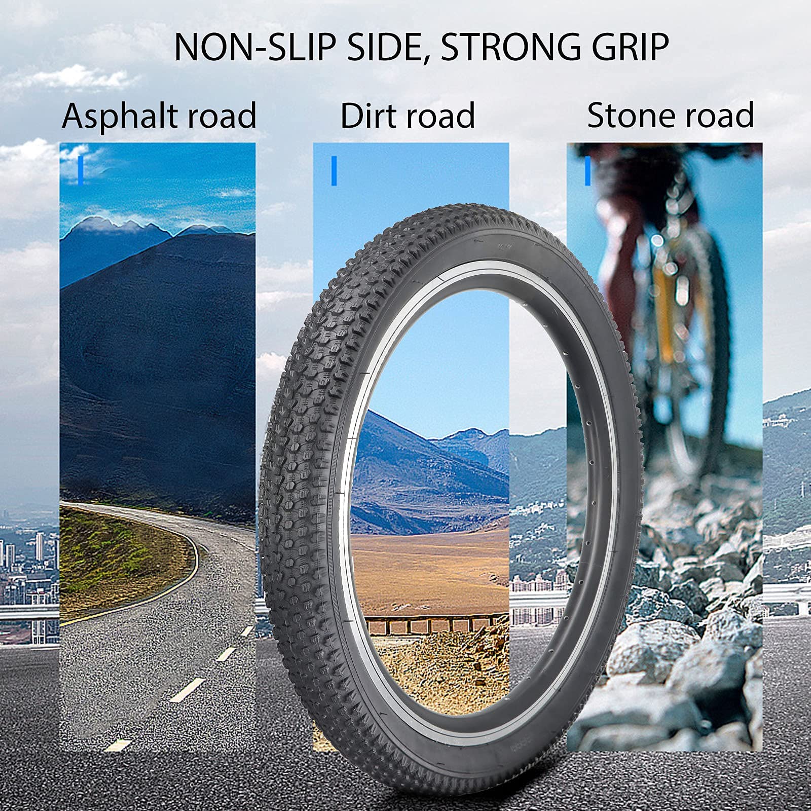 Hycline Bike Tire,20X2.125-Inch Folding Replacement Tire For Mtb Mountain Bicycle-Black