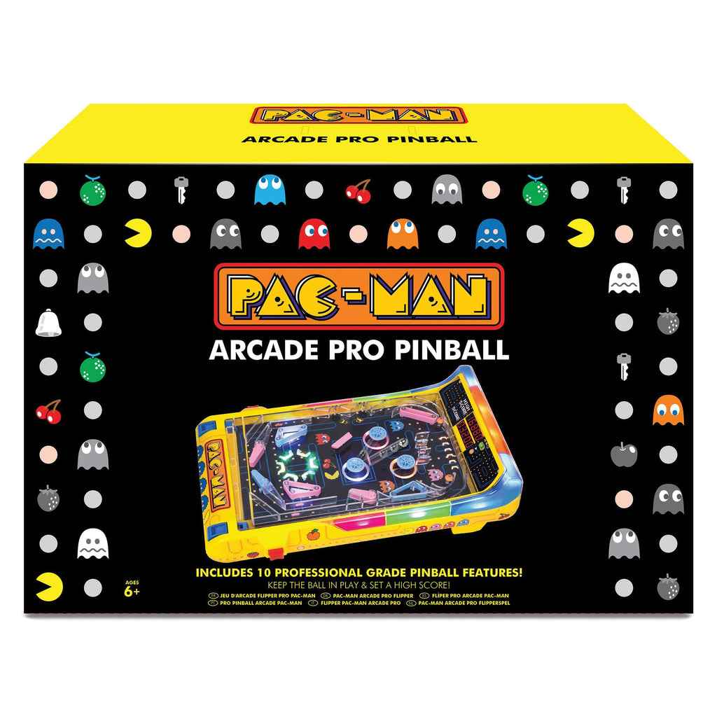 Merchant Ambassador Pac-Man Arcade Pro Pinball - Light & Sound Tabletop Game, Vibrating Bumbers, Flashing Leds, Scoreboard, Lice