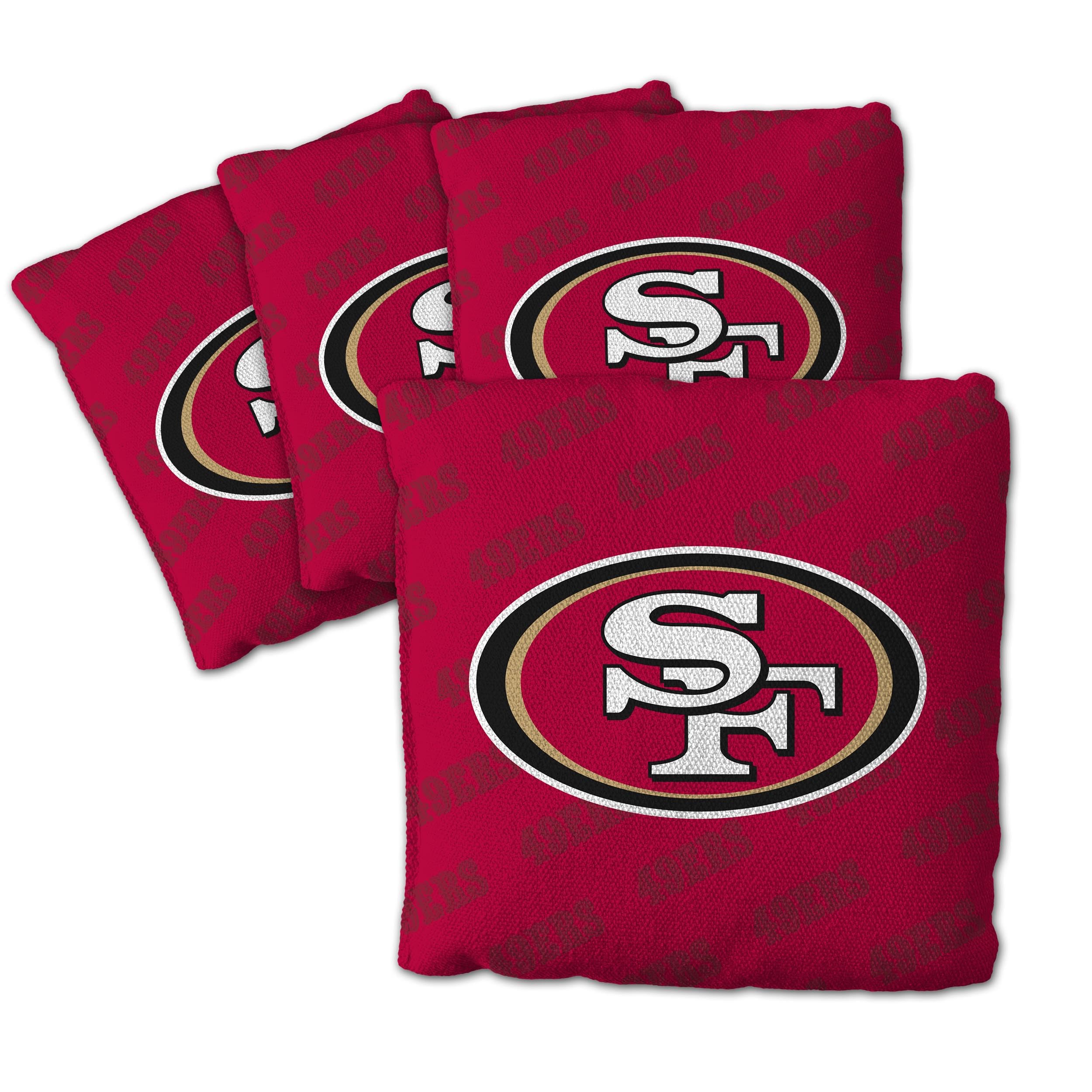 YouTheFan Officially-Licensed NFL San Francisco 49ers Set of 4 Cornhole Bags - All Weather Regulation 6    x 6    Size - 16oz We