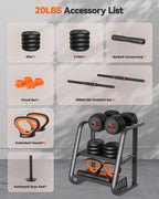 FEIERDUN 4-in-1 Adjustable Dumbbells,48lbs Free Weight Set for Home Gym - Use as Barbell, Kettlebells, Push-Up Stand - Ideal for