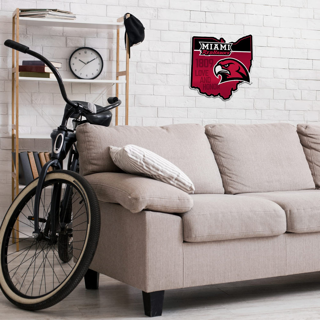 Rico Industries Ncaa Miami Of Ohio Redhawks State Shape Shape Cut Pennant - Home And Living Room D  Cor - Soft Felt Ez To Hang