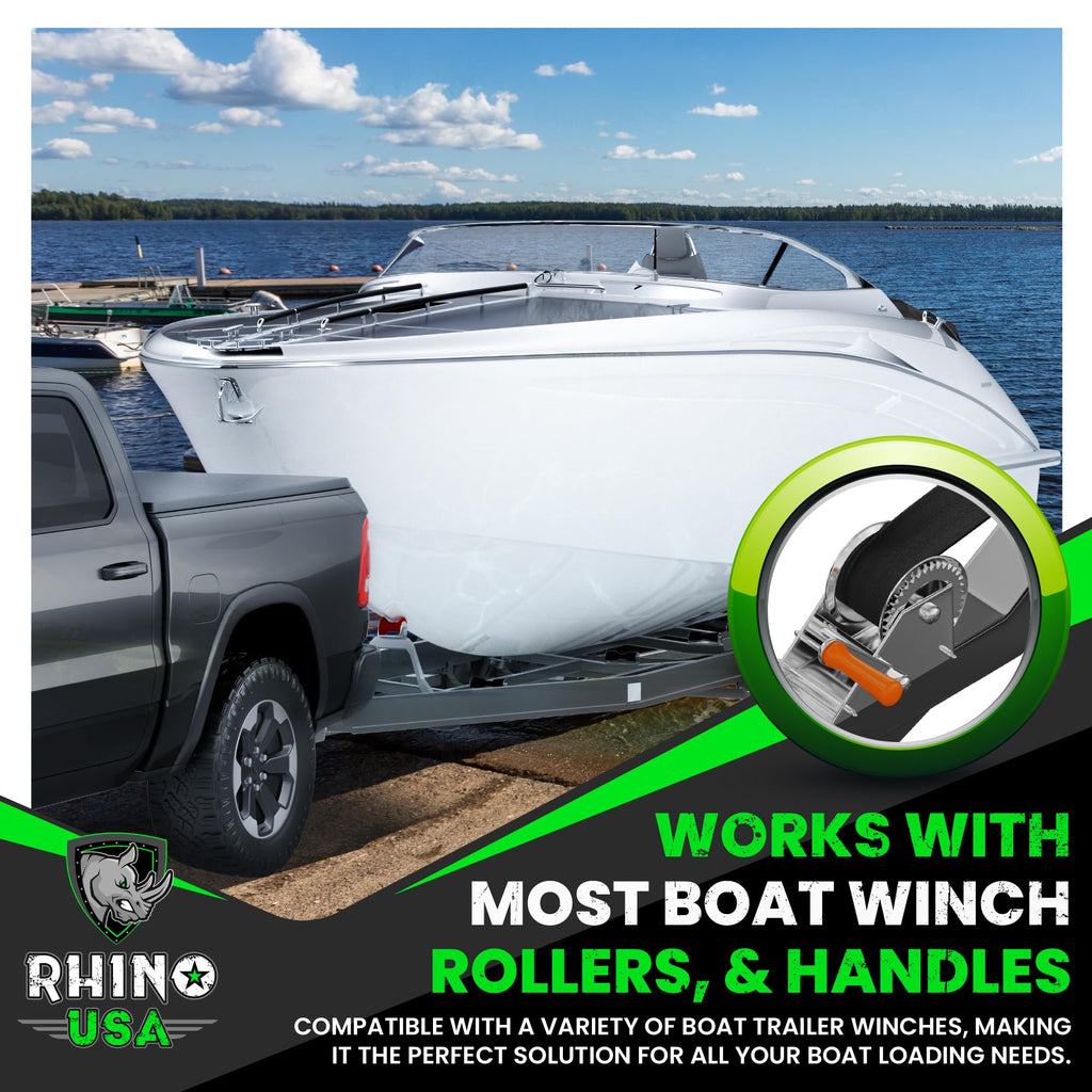 Rhino Usa Boat Trailer Winch Strap (2 Inch X 20 Foot) - 5,016Lb Maximum Break Strength - Ultimate Marine Whinch Pulley Straps Fo