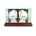 MLB Double Baseball Glass Display Case, Cherry