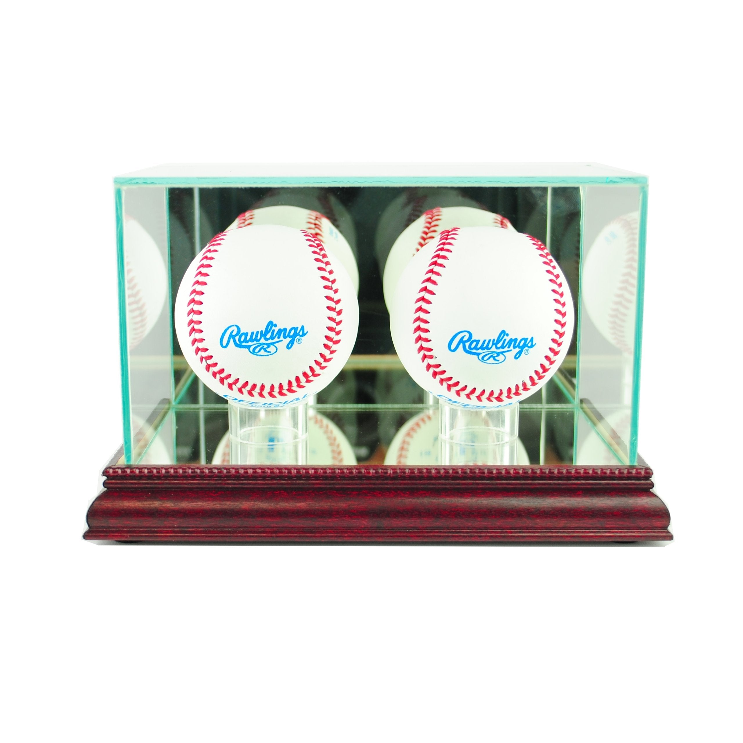 MLB Double Baseball Glass Display Case, Cherry