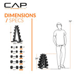 Cap Barbell 150 Lb Coated Hex Dumbbell Weight Set With Vertical Rack, Green, New Edition