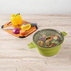 Restaurantware-Hi Tek 2.5 Liter Collapsible Camping Pot, 1 Portable Cook Pot - With Lid, Stainless Steel Bottom, Silicone Campin