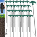 Hicarer 20 Pcs 12 Inch Tent Stakes Screw in Camping Stakes Heavy Duty Metal Spikes Ground Anchor Peg Threaded Tent Spikes with H