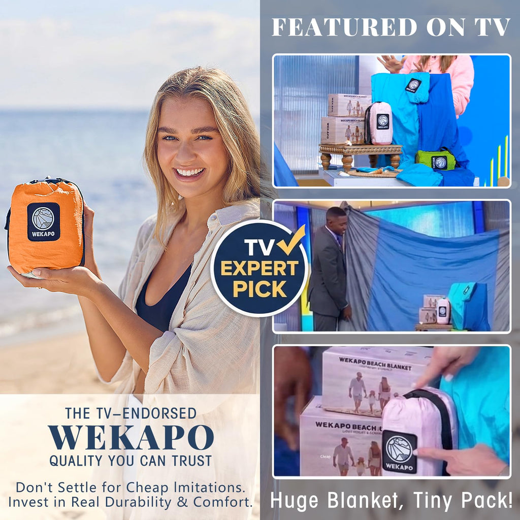 WEKAPO Beach Blanket - Sandproof Waterproof Extra Large Beach Mat | Oversized Sand-Free Lightweight Quick-Drying | Beach Essenti