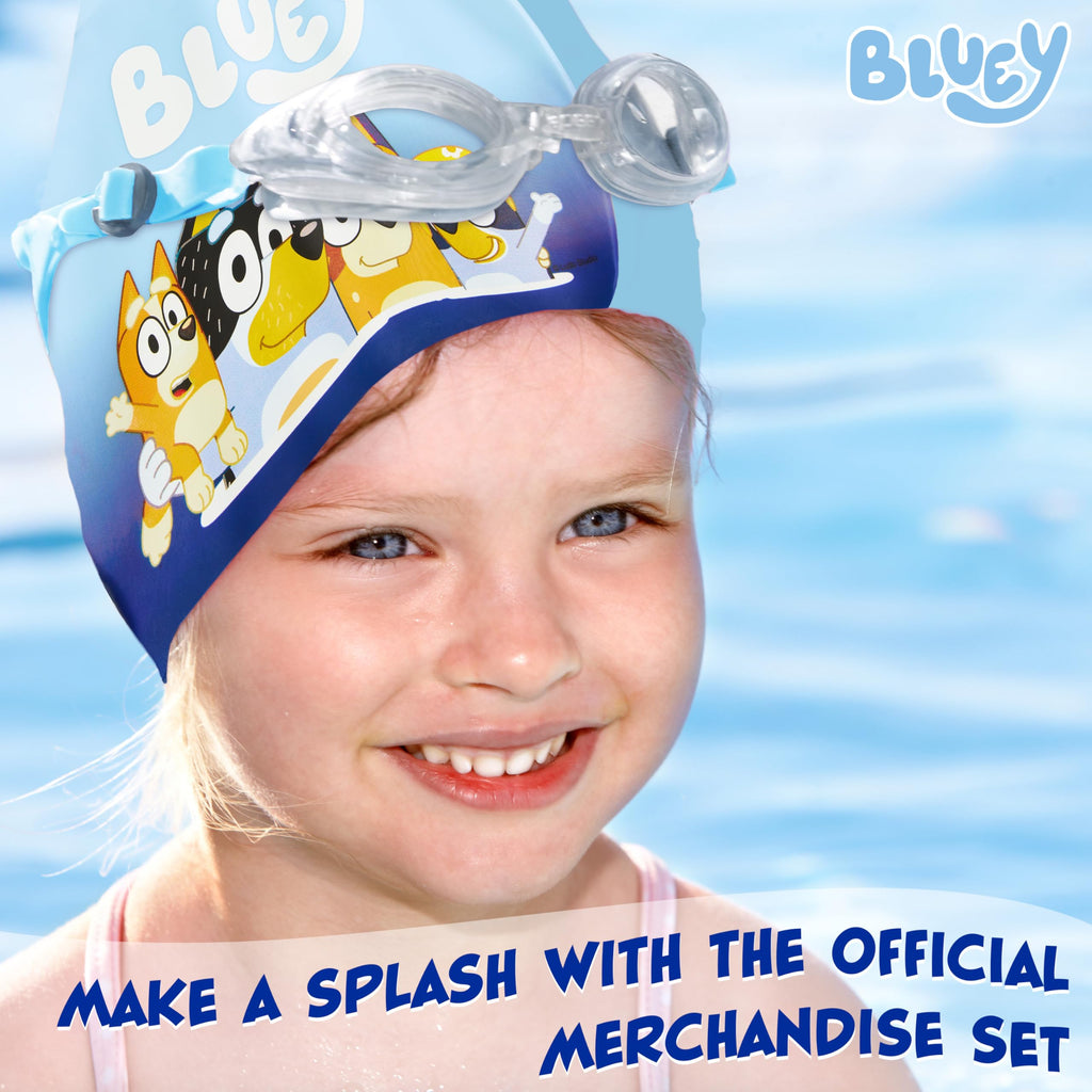 Bluey Kids Swim Goggles And Swim Cap Set Anti-Fog Uv Protection