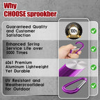 Sprookber 4 Heavy Duty Aluminum Carabiners, Large D-Ring Clips, Spring Snap Hooks For Camping, Hiking, Keychain, Dog Leash (Set