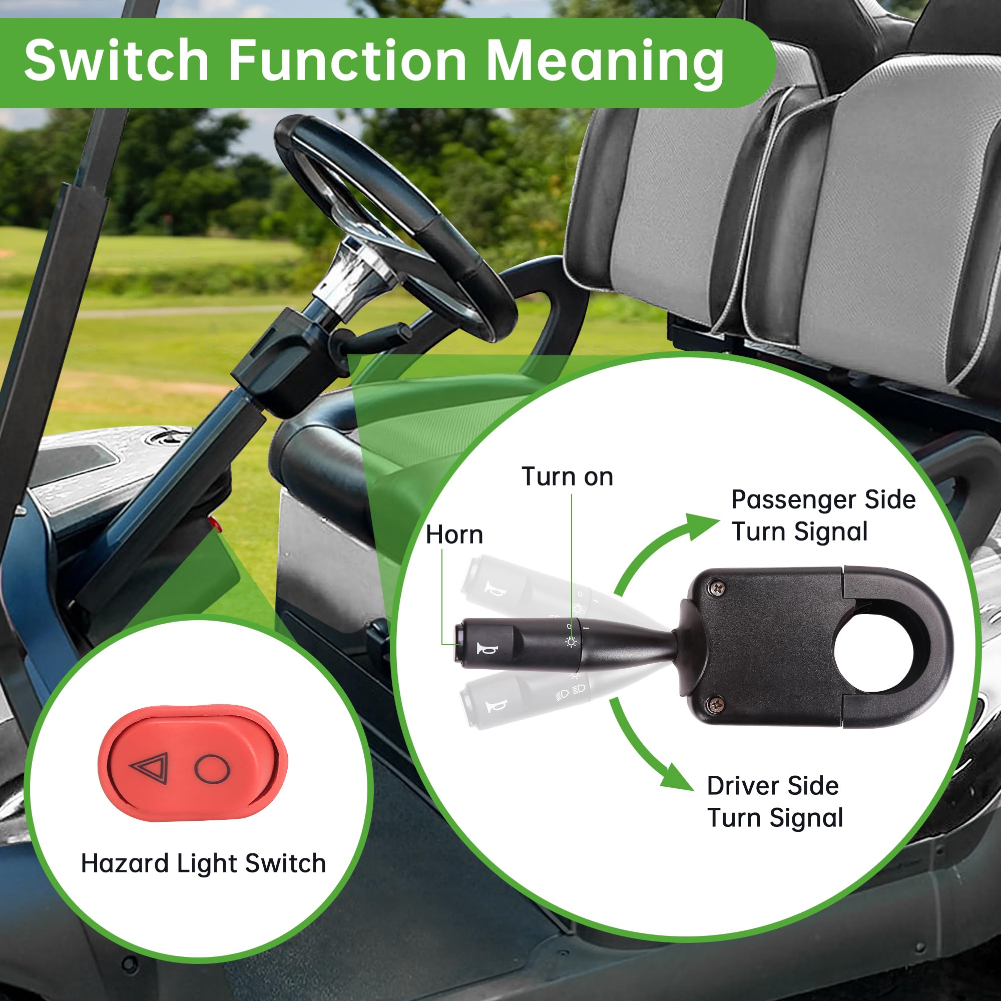 10L0L Golf Cart Turn Signal Kit With Horn Brake Hazard Blinker Light Switch Fits Golf Cart Light Kit With 9-Pin Plug Wiring Harn