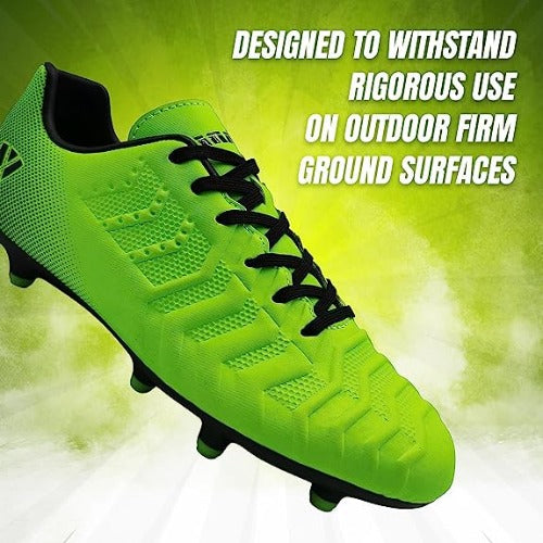 Vizari Laguna Junior. Firm Ground Soccer Shoes – Lime Green/Black