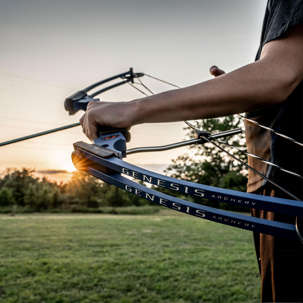 Genesis Archery Compound Bow, W/ Adjustable Riser, Original, Draw Hand - Right, Blue