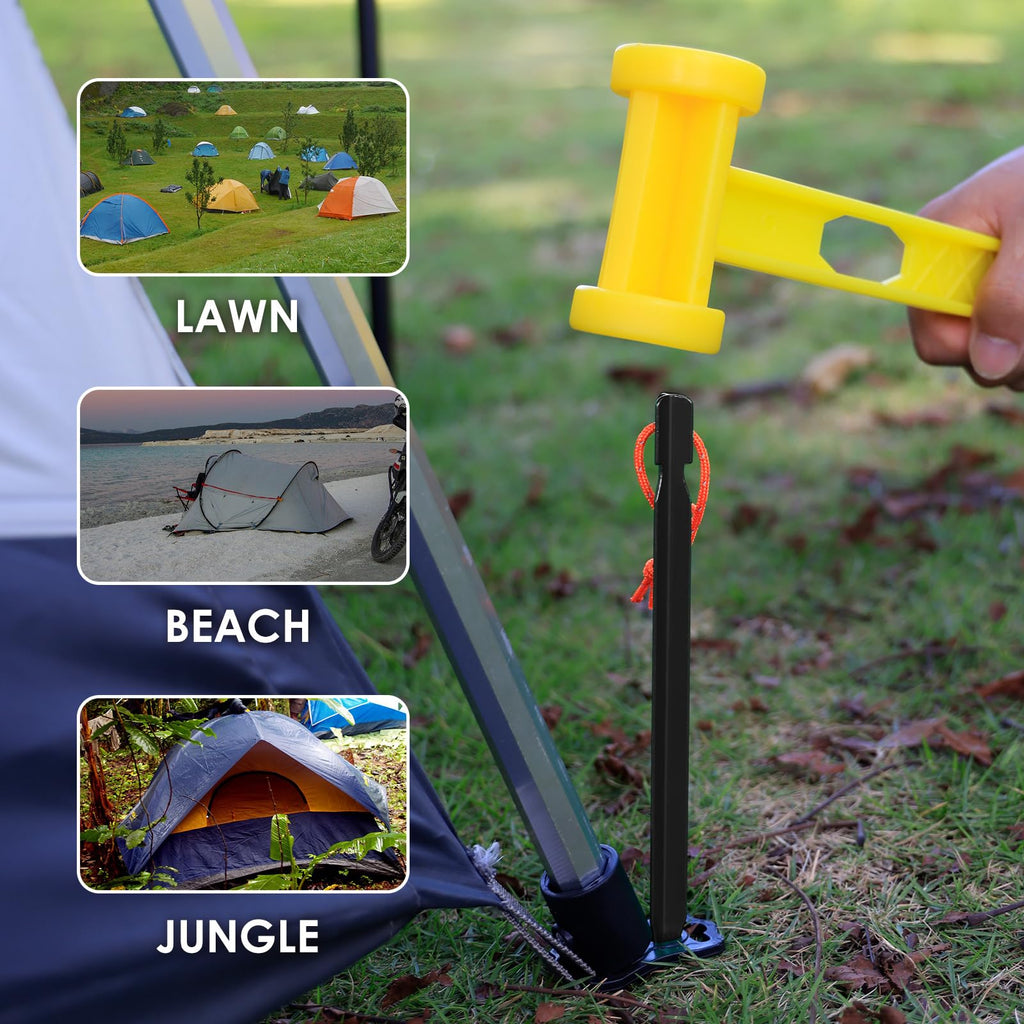 Grassman 16 Pack Tent Stakes, 7075 Aluminium Tent Pegs, Heavy Duty Lightweight Ground Pegs, Durable And Safe Metal Camping Spike