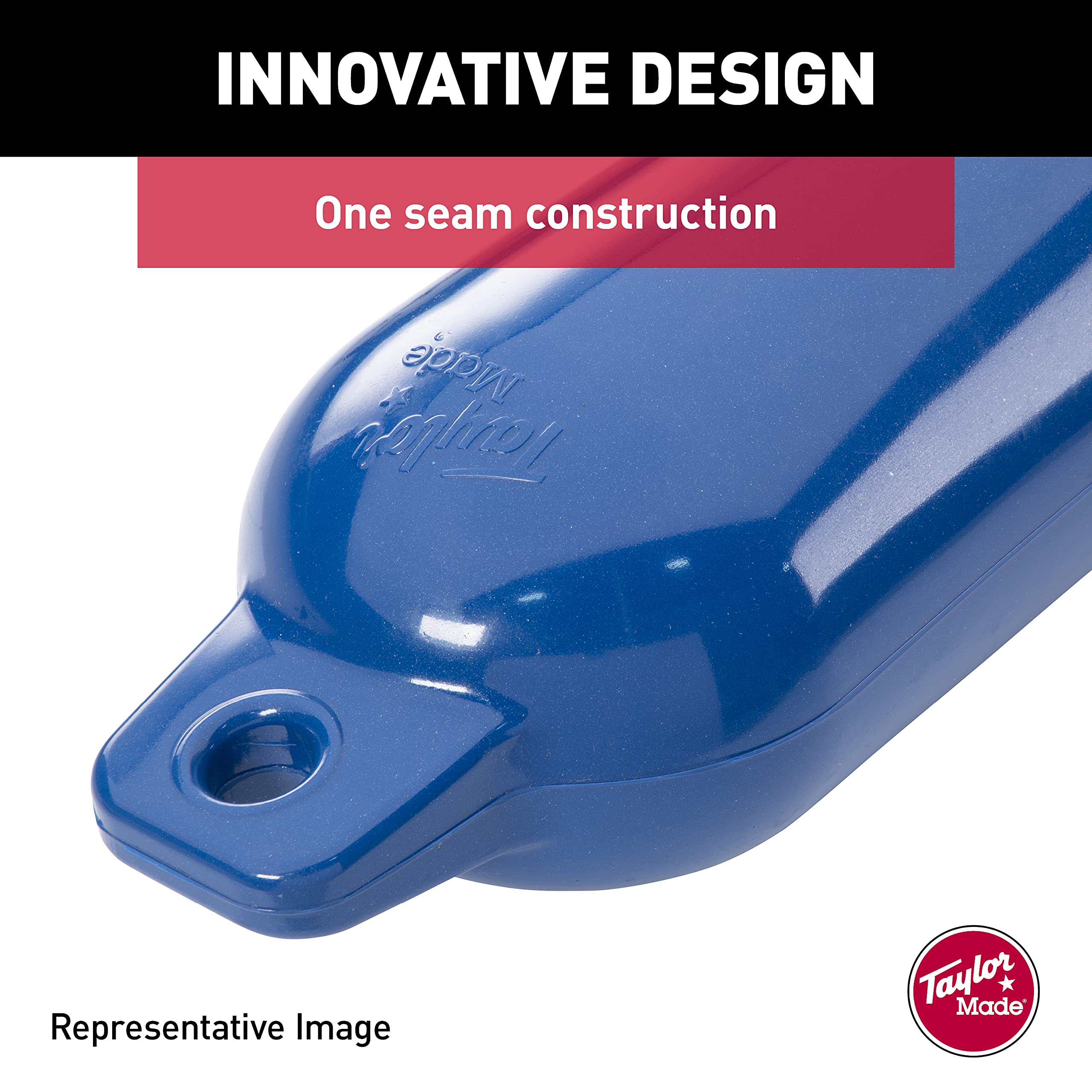 Taylor Made Hull-Gard Inflatable Boat Fender, Mid Atlantic Blue (4.5'' X 16''), Unique Oval Shape, Molded Football Needle Inflat