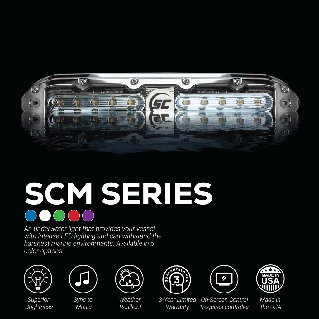 Shadow-Caster Scm-6 Led Underwater Boat Light - Great White - 316 Stainless Steel Housing - Polycarbonate Lens - Ip68 Fully Subm