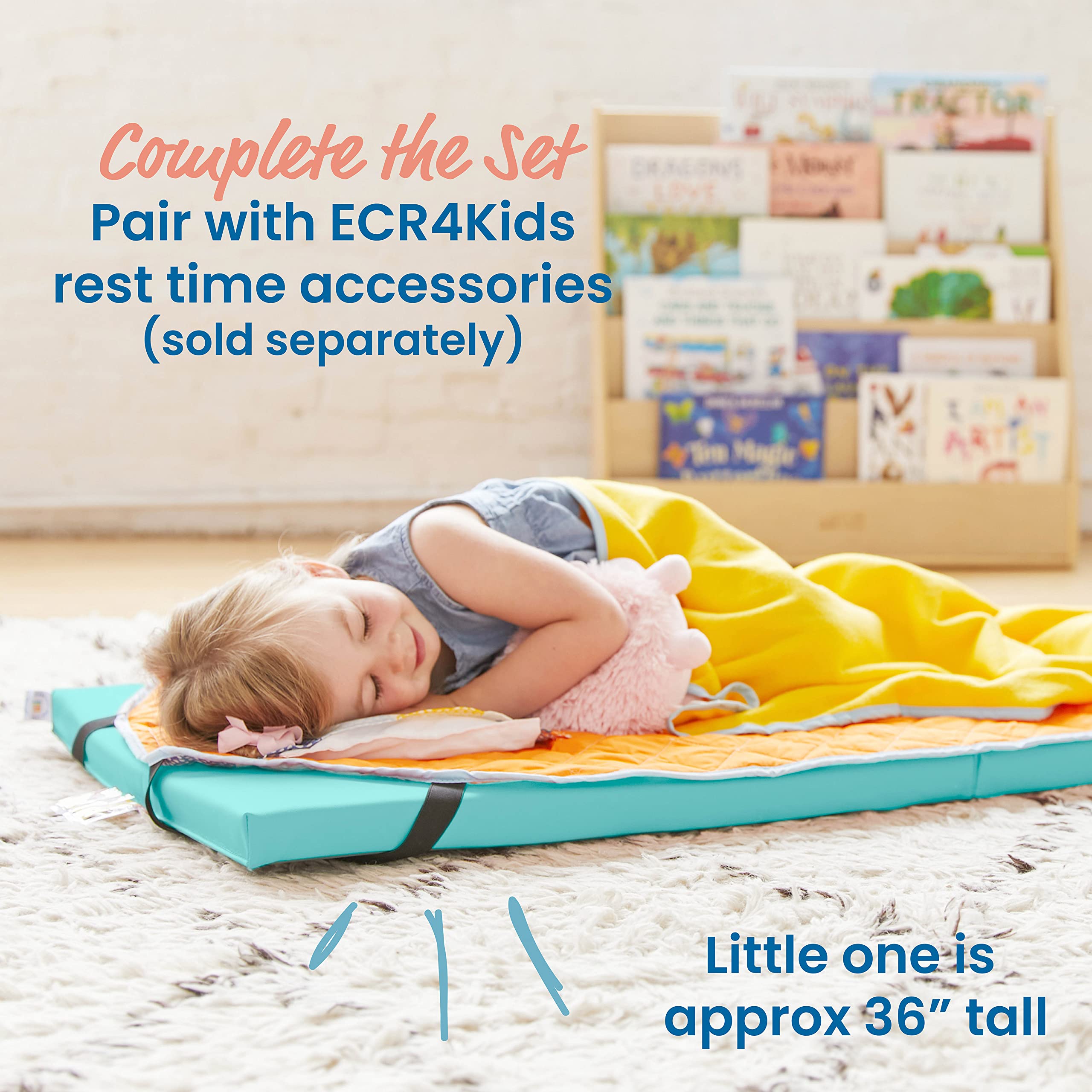 Ecr4Kids Softzone Rainbow Rest Mat, 2In, Sleeping Pad, Seafoam, 5-Piece