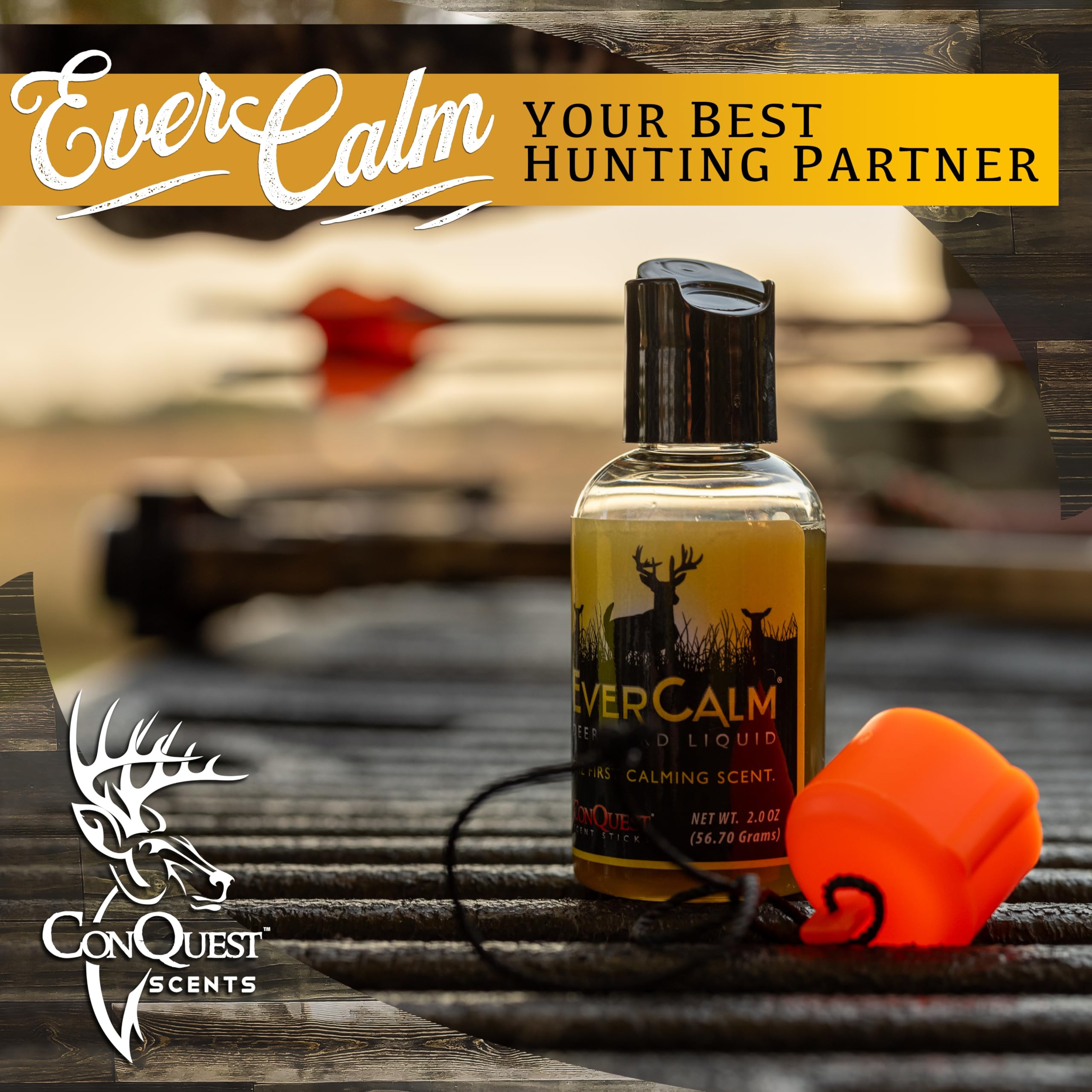 Conquest Scents Evercalm Deer Herd Scent Bottle - Deer Attractant & Calming Scent, All-Season Effectiveness, Versatile Hunting L