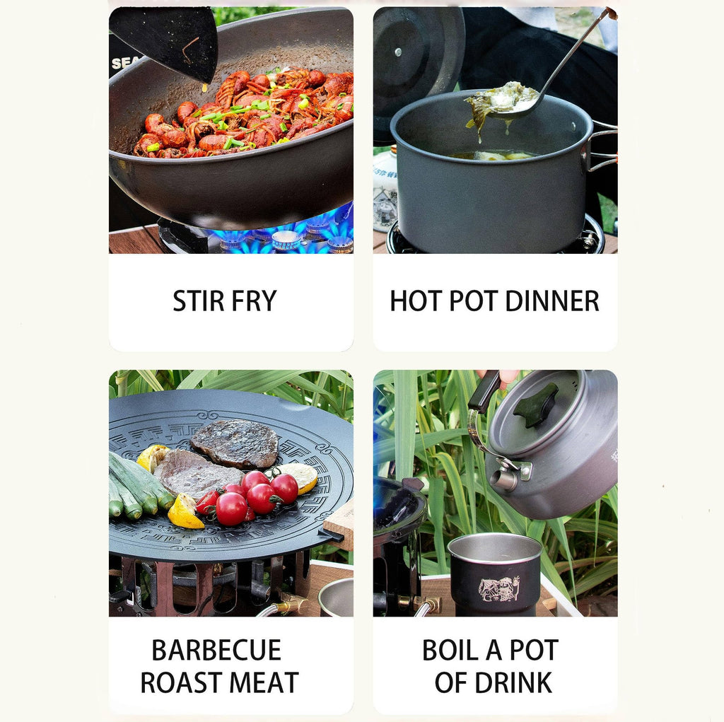 Husyop 3 In 1 Portable Windproof Camping Stove Gas Cooking Burner, 21000W Propane Burners With Piezo Ignition And Carrying Bag F