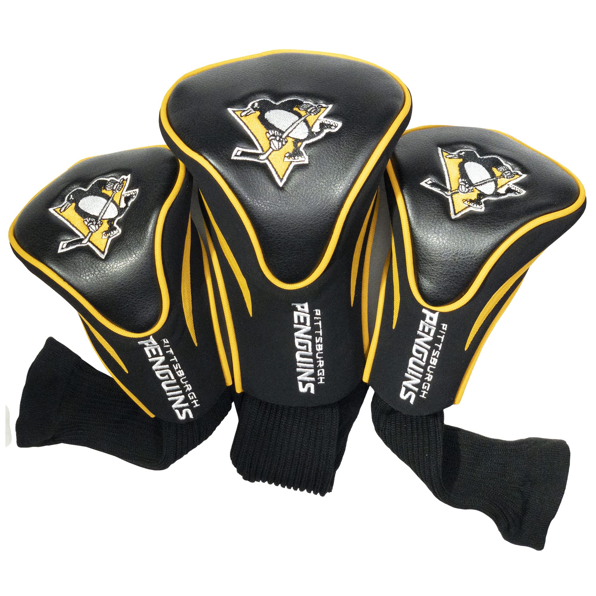 Team Golf Nhl Pittsburgh Penguins Contour Golf Club Headcovers (3 Count) Numbered 1, 3, & X, Fits Oversized Drivers, Utility, Re