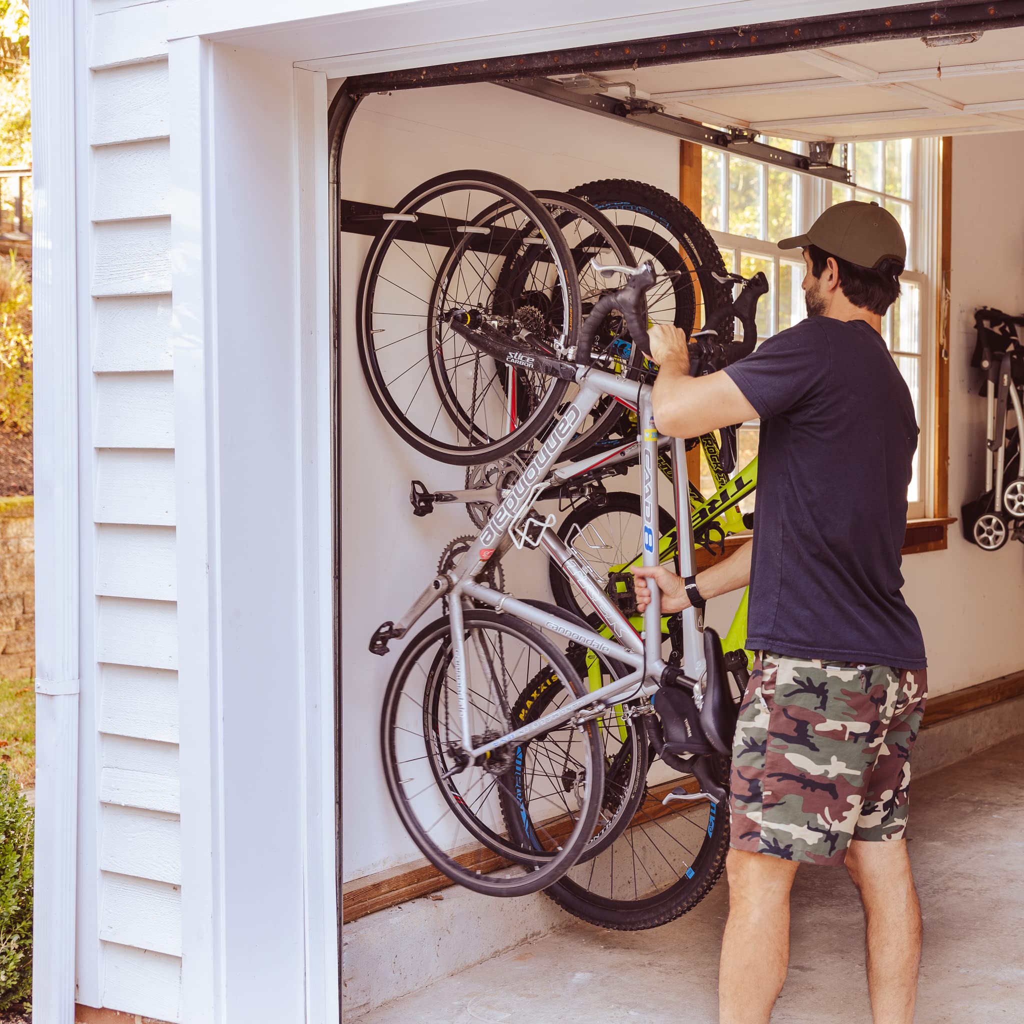4 Bike Rack For Garage - Solid Steel Extra Heavy Duty Blat Bike Rack - Garage Wall Mounted Bicycle Storage