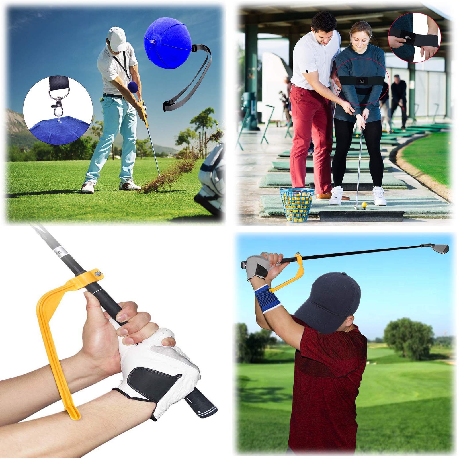 Amy Sport Golf Swing Training Aid Arm Band Trainer Impact Ball Inflator Assist 4 Pack Trainer Equipment Posture Motion Correctio
