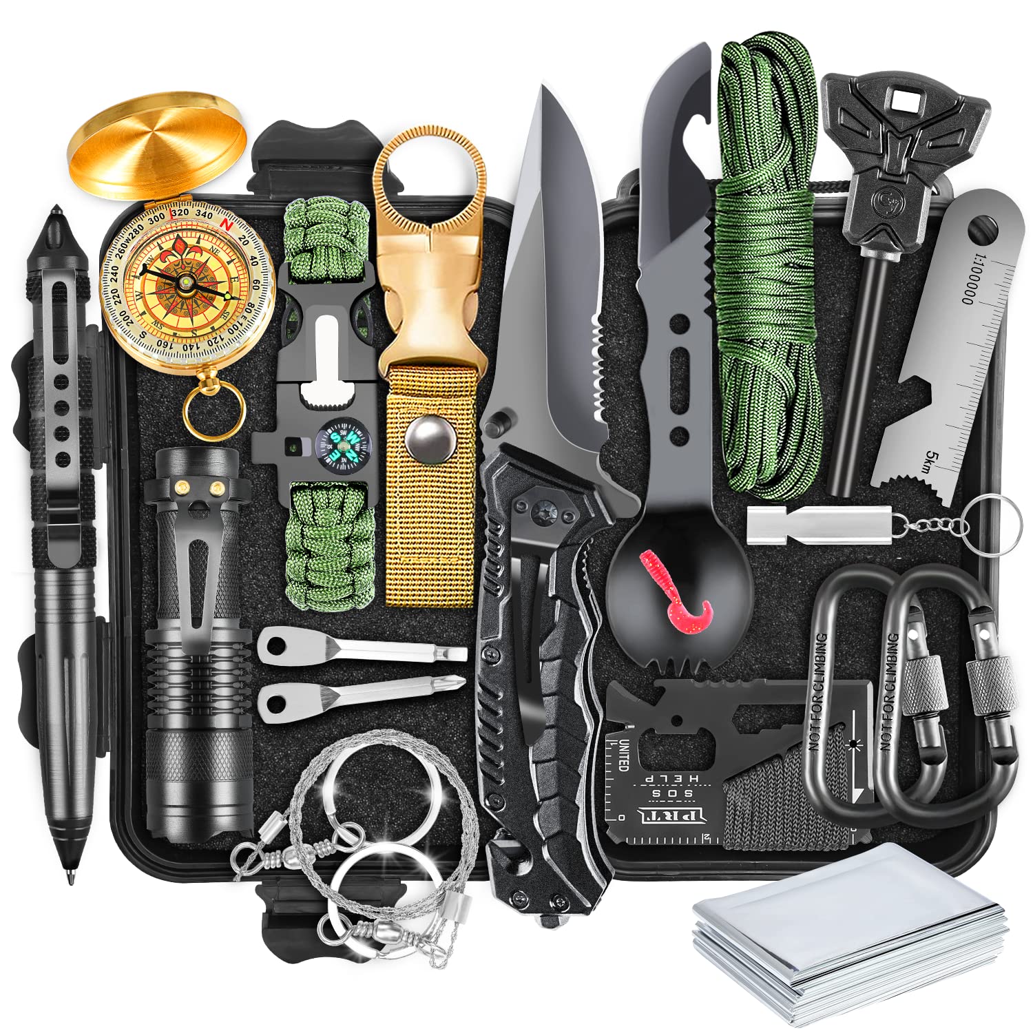 Survival Kits, Gift For Men Dad Husband, Emergency Survival Gear And Equipment 19 In 1, Fishing Hunting Birthday For Men, Campin